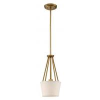 Nuvo Lighting 1 Light Natural Brass Almond Mesh Fabric Shade Mini Pendant Light Fixture