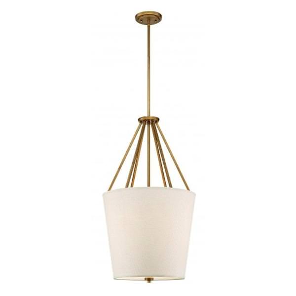 3 Light Natural Brass Almond Mesh and Etched Glass Diffuser Pendant Light Fixture