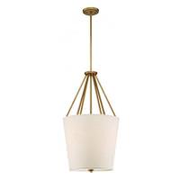 View 3 Light Natural Brass Almond Mesh and Etched Glass Diffuser Pendant Light Fixture