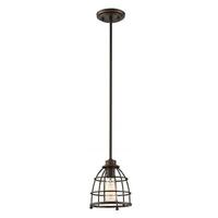 View 1 Light Mahogany Bronze Caged Pendant Light Fixture