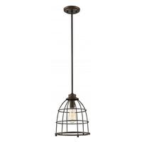 View 1 Light Mahogany Bronze Caged Pendant Light Fixture