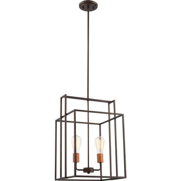 2 Light Bronze Square Pendant Light Fixture