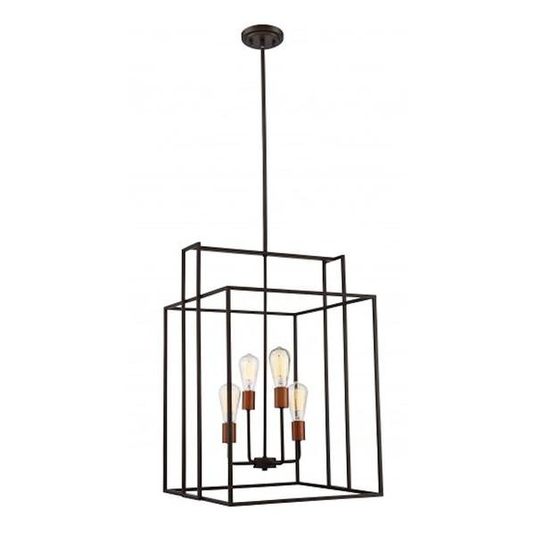 4 Light Bronze Square Pendant Light Fixture