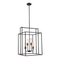 View 4 Light Bronze Square Pendant Light Fixture