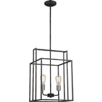 View 2 Light Iron Black Square Pendant Light Fixture