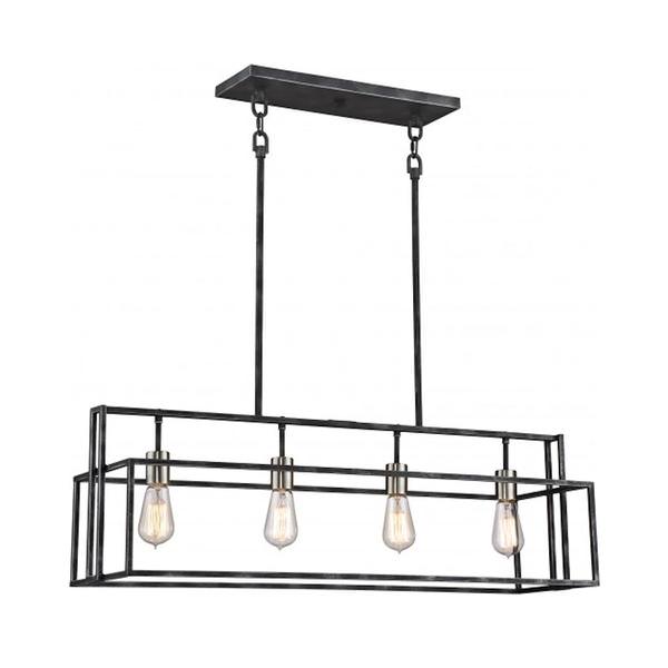 4 Light Iron Black Island Pendant Light Fixture