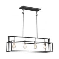 View 4 Light Iron Black Island Pendant Light Fixture