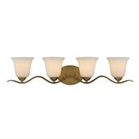 Nuvo Lighting 4 Light Natural Brass White Glass Shade Vanity Light Fixture