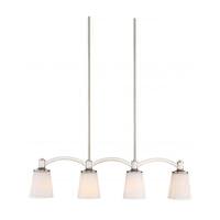 View 4 Light Brushed Nickel White Glass Shades Island Pendant Light Fixture