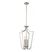 View 4 Light Brushed Nickel Caged Pendant Light Fixture