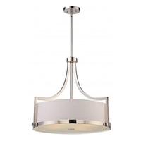 View 4 Light Polished Nickel Frosted Glass Diffuser Pendant Light Fixture
