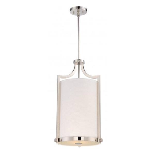 3 Light Polished Nickel Frosted Glass Diffuser Pendant Light Fixture