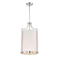 View 3 Light Polished Nickel Frosted Glass Diffuser Pendant Light Fixture