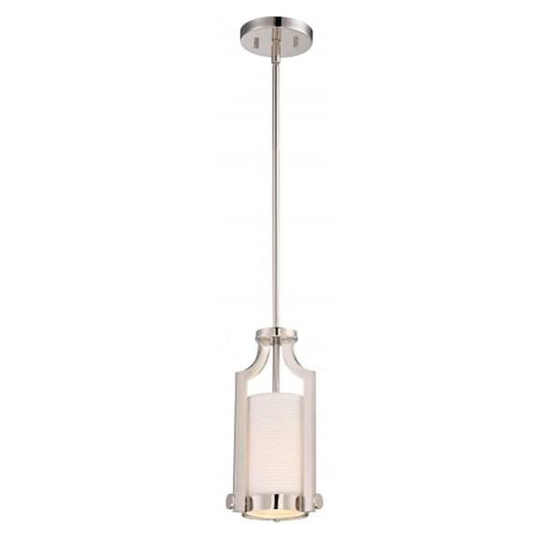 1 Light Polished Nickel Frosted Glass Diffuser Shade Mini Pendant Light Fixture
