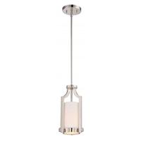 Nuvo Lighting 1 Light Polished Nickel Frosted Glass Diffuser Shade Mini Pendant Light Fixture