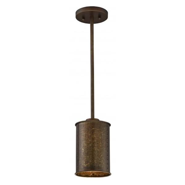 1 Light Weathered Brass Mini Pendant Light Fixture