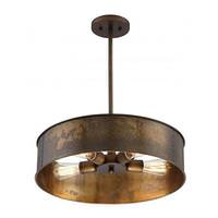 View 4 Light Weathered Brass Pendant Light Fixture