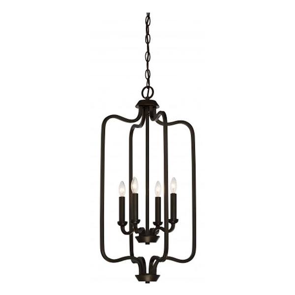 4 Light Forest Bronze Caged Pendant Light Fixture
