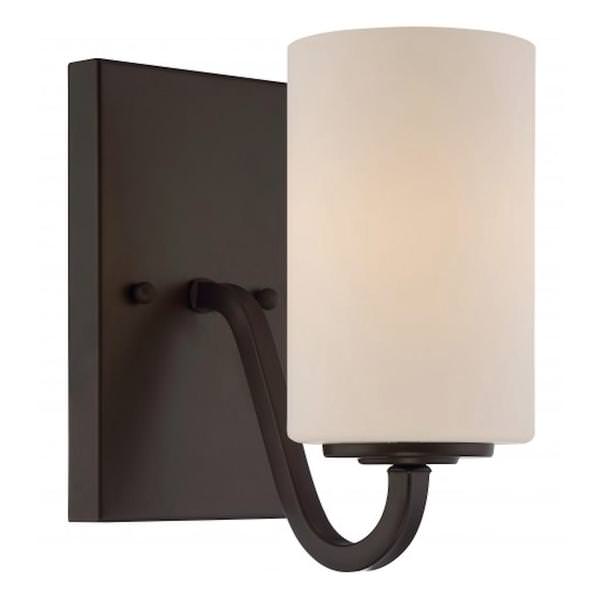 1 Light Forest Bronze White Glass Shade Vanity Light Fixture