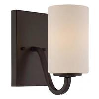 View 1 Light Forest Bronze White Glass Shade Vanity Light Fixture