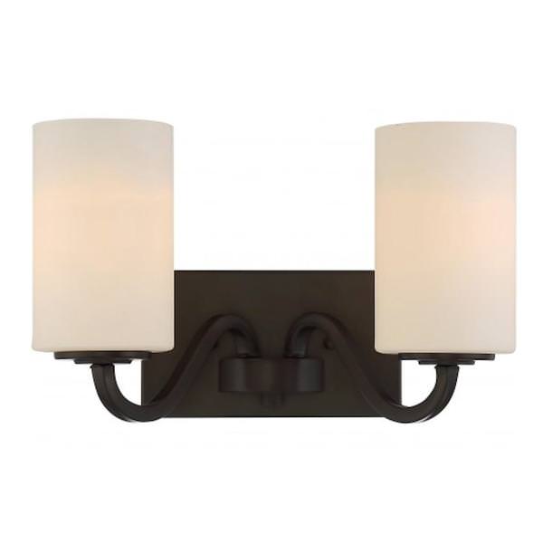 2 Light Forest Bronze White Glass Shade Vanity Light Fixture