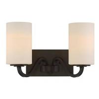 View 2 Light Forest Bronze White Glass Shade Vanity Light Fixture