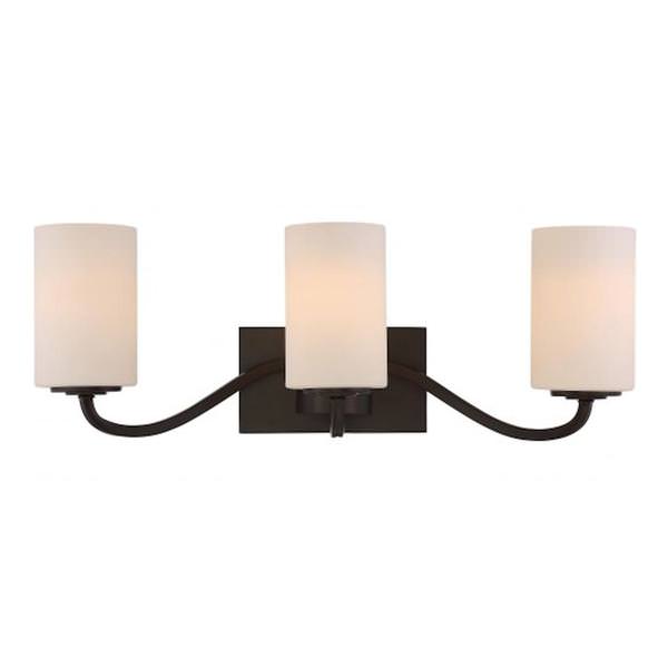 3 Light Forest Bronze White Glass Shade Vanity Light Fixture