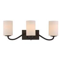 View 3 Light Forest Bronze White Glass Shade Vanity Light Fixture