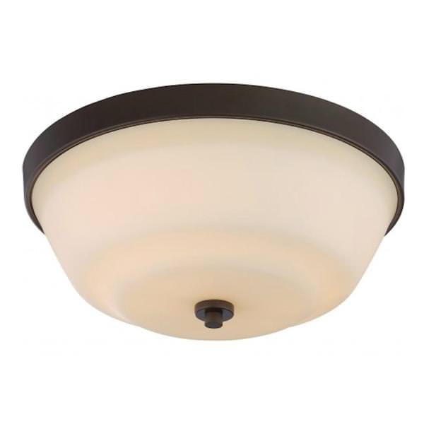 2 Light Forest Bronze White Glass Shade Ceiling Light Fixture