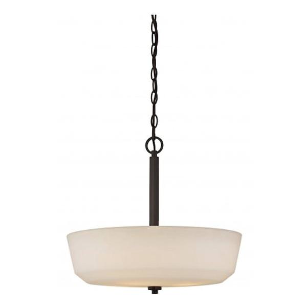4 Light Forest Bronze White Glass Shade Pendant Light Fixture