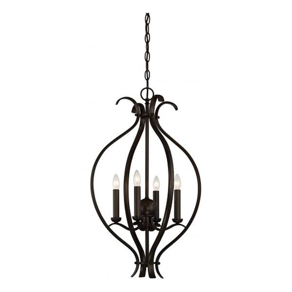 4 Light Forest Bronze Caged Pendant Light Fixture