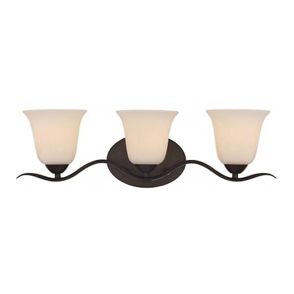 3 Light Forest Bronze White Glass Shade Vanity Light Fixture