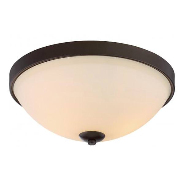 2 Light Forest Bronze White Glass Shade Ceiling Light Fixture