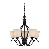View 5 Light Forest Bronze White Glass Shades Chandelier Light Fixture