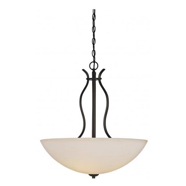 4 Light Forest Bronze White Glass Shade Pendant Light Fixture