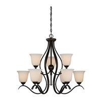 View 9 Light Forest Bronze White Glass Shades Chandelier Light Fixture