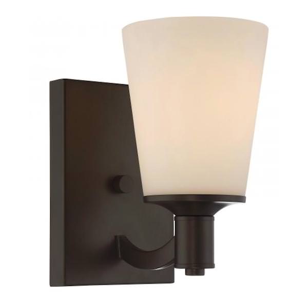 1 Light Forest Bronze White Glass Shade Vanity Light Fixture