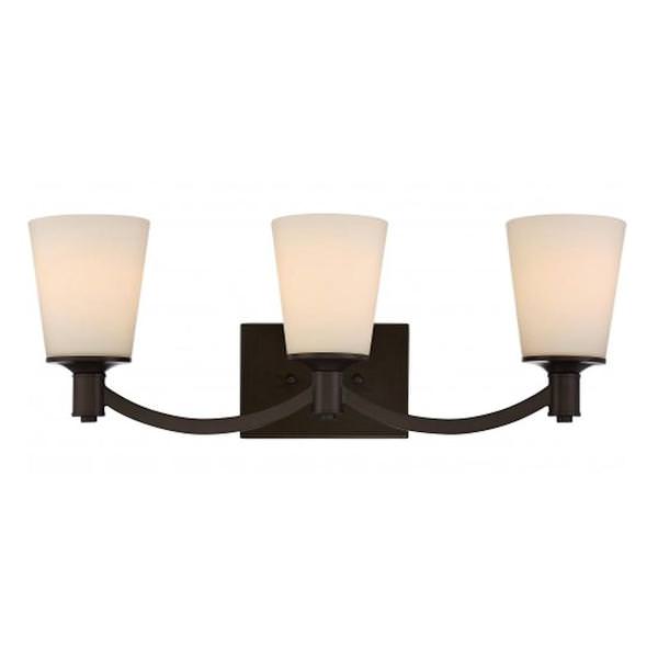 3 Light Forest Bronze White Glass Shade Vanity Light Fixture