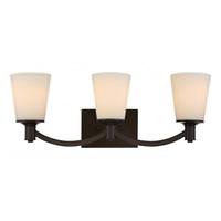 View 3 Light Forest Bronze White Glass Shade Vanity Light Fixture