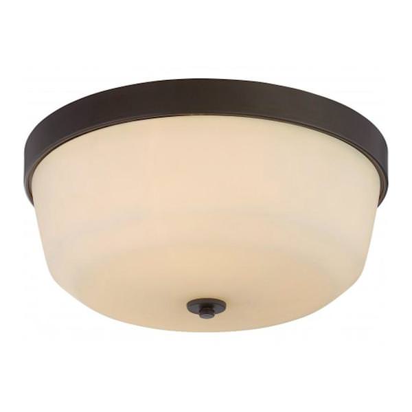3 Light 15" Round Forest Bronze White Glass Shade Ceiling Light Fixture
