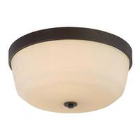 View 3 Light 15" Round Forest Bronze White Glass Shade Ceiling Light Fixture