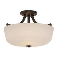 View 2 Light 15" Round Forest Bronze White Glass Shade Ceiling Light Fixture