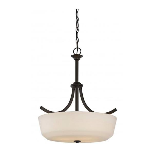 4 Light Forest Bronze White Glass Shade Pendant Light Fixture