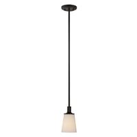 View 1 Light Forest Bronze White Glass Shade Mini Pendant Light Fixture