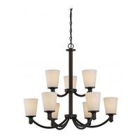 View 9 Light Forest Bronze White Glass Shades Chandelier Light Fixture