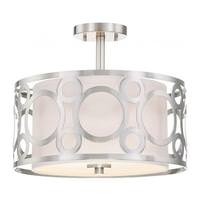 Nuvo Lighting 2 Light Brushed Nickel White Linen Fabric Shade Ceiling Light Fixture