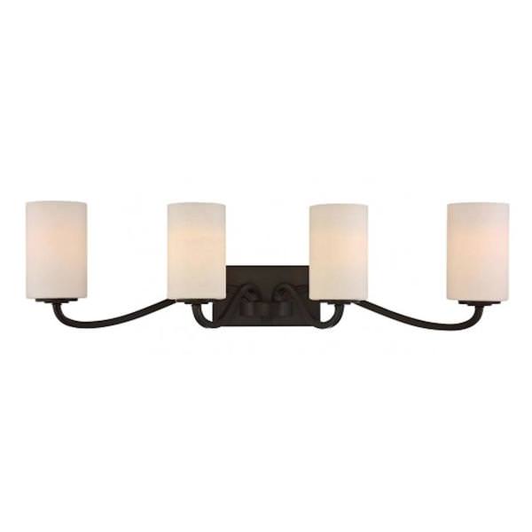 4 Light Forest Bronze White Glass Shade Vanity Light Fixture
