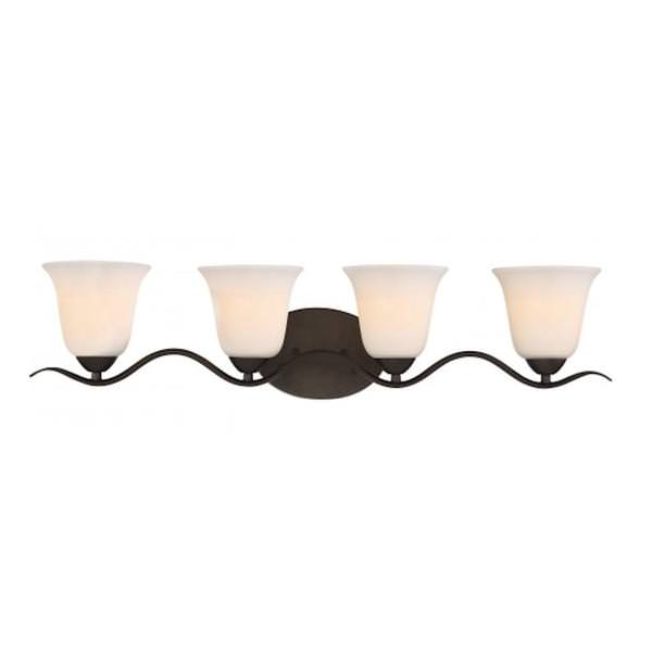 4 Light Forest Bronze White Glass Shade Vanity Light Fixture