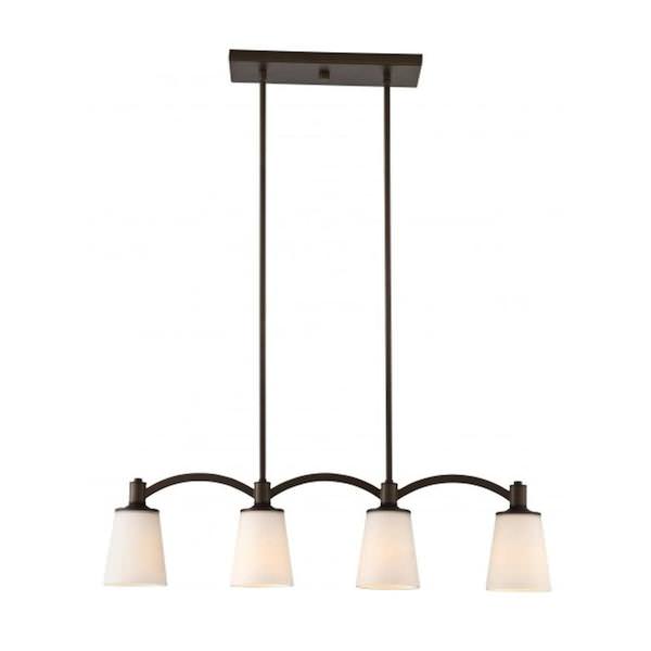 4 Light Forest Bronze White Glass Shades Island Pendant Light Fixture