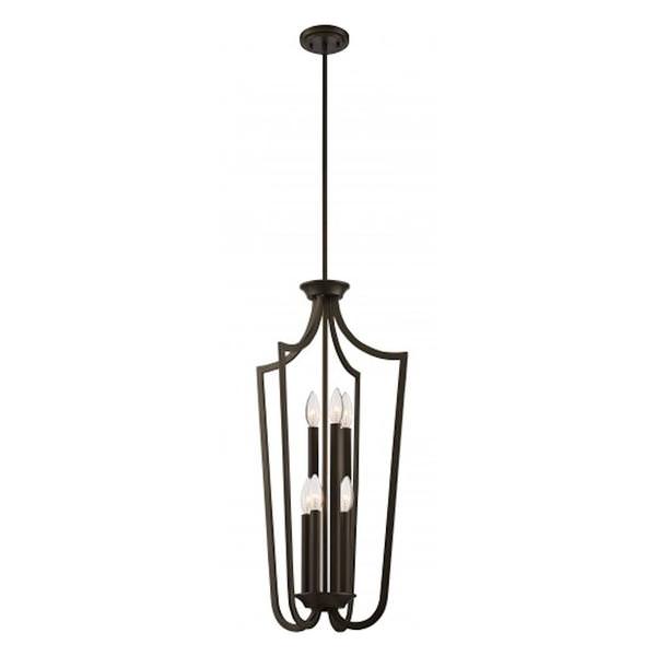 6 Light Forest Bronze Caged Pendant Light Fixture